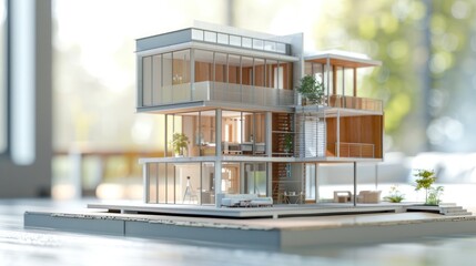 modern house design on white floor, residential building exterior, property and real estate investment concept,