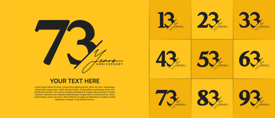 Set of Anniversary Logotype black color with calligraphy can be use for special day celebration