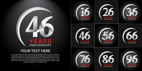 Set of Anniversary Logotype silver color can be use for special day celebration
