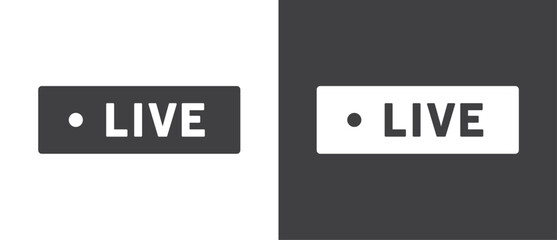 Live streaming icon. Video stream vector icon, Flat icon and buttons of live streaming, broadcasting, online stream. Live vector icon in black and white background.