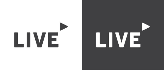 Live streaming icon. Video stream vector icon, Flat icon and buttons of live streaming, broadcasting, online stream. Live vector icon in black and white background.