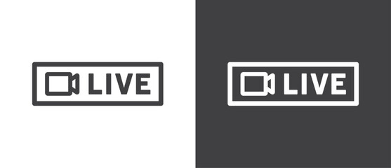 Live streaming icon. Video stream vector icon, Flat icon and buttons of live streaming, broadcasting, online stream. Live vector icon in black and white background.