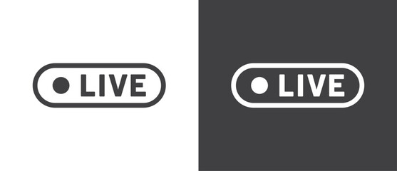 Live streaming icon. Video stream vector icon, Flat icon and buttons of live streaming, broadcasting, online stream. Live vector icon in black and white background.