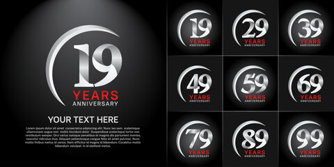 Set of Anniversary Logotype silver color can be use for special day celebration