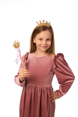 A little girl posing dressed like a princess