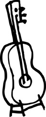 Living room hand drawn vector doodle illustration. Guitare 