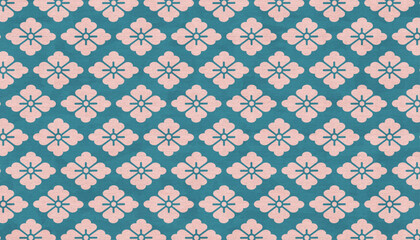 Japanese traditional flower motif "hanabishi" geometric abstract seamless pattern, vector graphic resources, 16:9 widescreen wallpaper / backdrop,