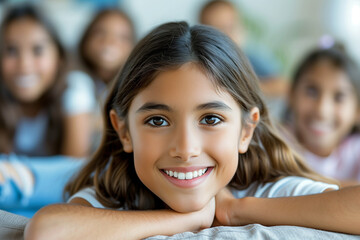 Group of Young Girls Sitting Together