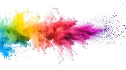 Multicolored powder explosion on white background. Paint Abstract design colorful powder clouds white background.