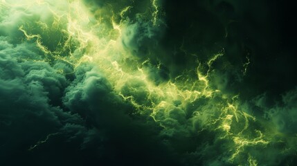 An atmospheric radioactive glow texture, with eerie green and yellow hues blending into darkness, capturing the hazardous beauty of irradiated zones created with Generative AI Technology - obrazy, fototapety, plakaty
