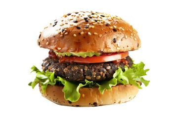 Black Bean Burger Isolated on a Transparent Background