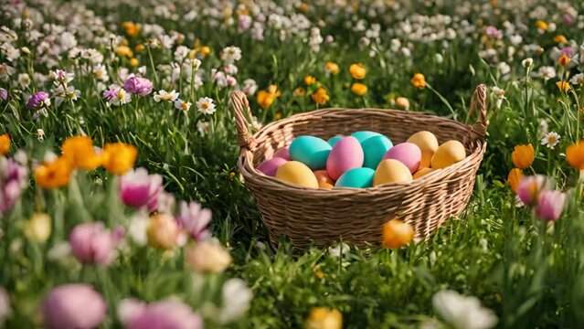 Easter eggs in a basket