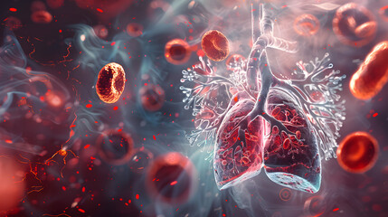 Pulmonary embolism professional detailed illustration, hyper-details