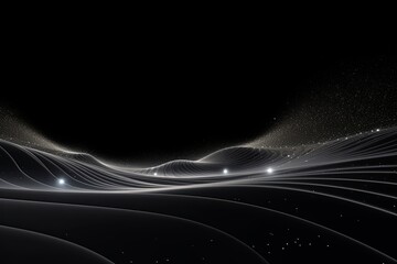 dark background illustration with silver fluorescent lines, in the style of realistic silver skies, rollerwave
