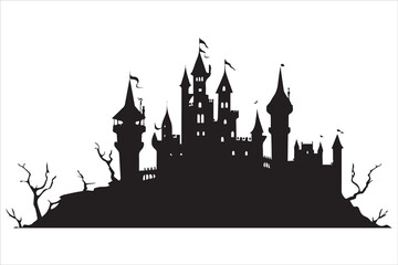 Fototapeta premium Halloween witch house silhouette vector design