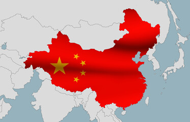 Obraz premium Map of China in the colors of the national flag