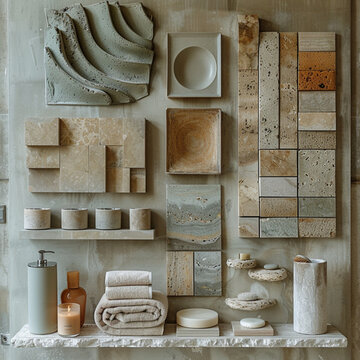 board for interior design Bethroom Template. Ai generated.