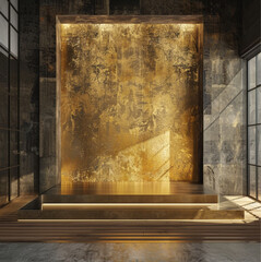 gold stage in a modern room - obrazy, fototapety, plakaty