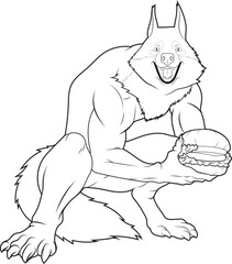 Werewolf Halloween Burger Animal Vector Graphic Art Illustration
