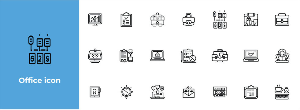 Flat office icons vector set