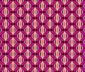 Hot Pink Retro 1970s Mid Century Pattern 