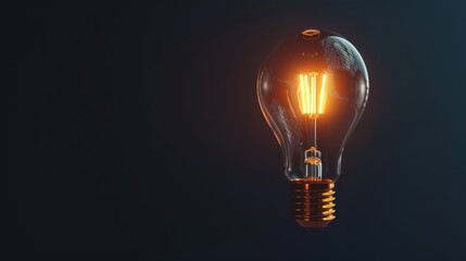 Single light bulb light up at night with blurred background. AI generated image