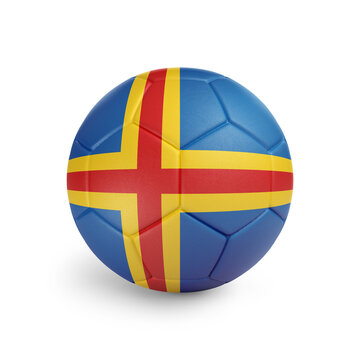 recommend clip art: Soccer ball with Åland team flag, isolated on white background
