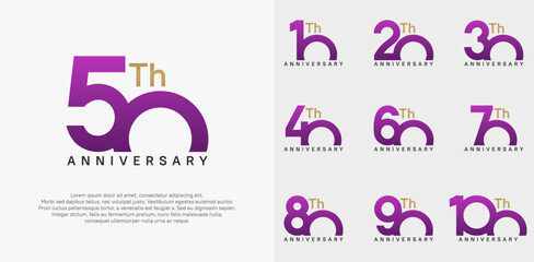 anniversary logotype vector design set purple and gold color can be use for celebration day