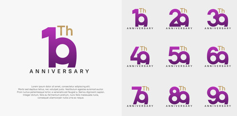 anniversary logotype vector design set purple and gold color can be use for celebration day