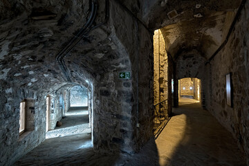 Fort Colle delle Benne: internal passages to the casemates. Levico Terme, Trentino, Italy.