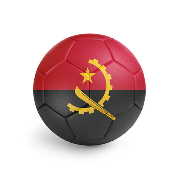 recommend clip art: Soccer ball with Angola team flag, isolated on white background
