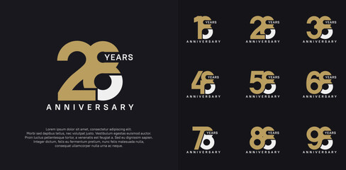 anniversary logotype vector set with brown and white color for special celebration day