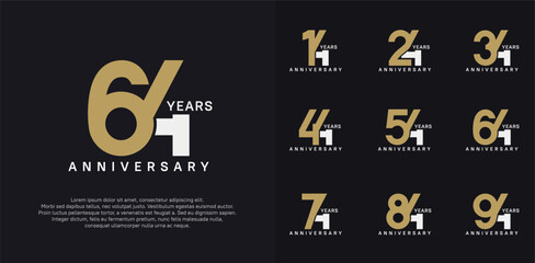 anniversary logotype vector set with brown and white color for special celebration day