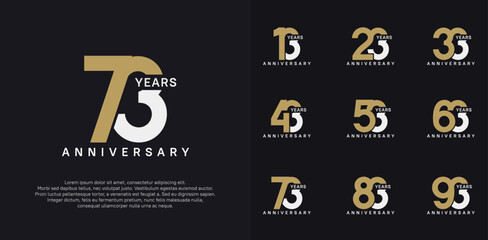 anniversary logotype vector set with brown and white color for special celebration day