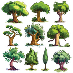 Trees nature cartoons cartoon vector illustration i