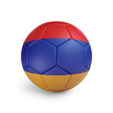 recommend clip art: Soccer ball with Armenia team flag, isolated on white background
