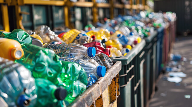 plastic bottles in bins