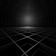 grid thin black lines with a dark background in perspective 