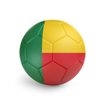 recommend clip art: Soccer ball with Benin team flag, isolated on white background