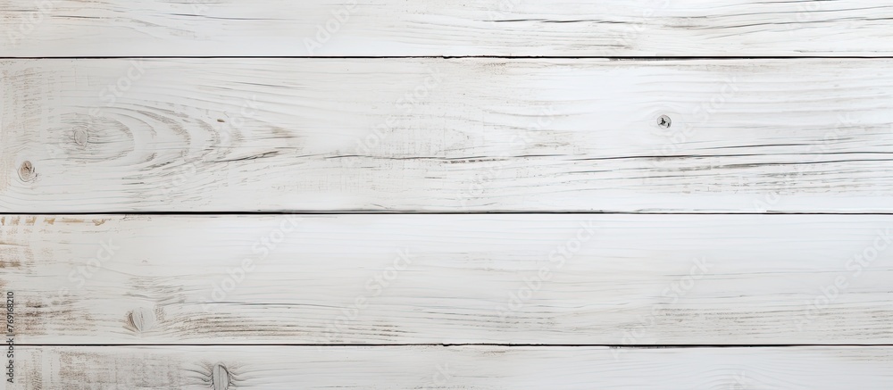 Poster a close up of a rectangular white hardwood table with a parallel pattern on the flooring, showcasing