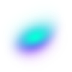 Blue blurred gradient shape on transparent background