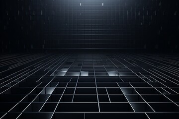 grid thin gray lines with a dark background in perspective 