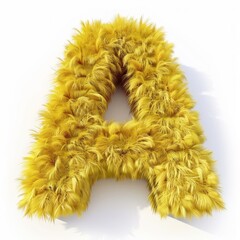Fototapeta premium Alphabet 3D with fur shape. Cute yellow Alphabet A.