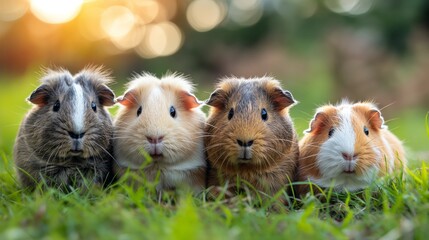cute Guinea Pigs in the green grass