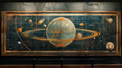 vintage map of the solar system, 