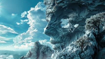 Exquisite extreme close-up of surrealistic digital art showcasing surreal landscapes and distorted figures, inspiring imaginative wallpaper designs. - obrazy, fototapety, plakaty