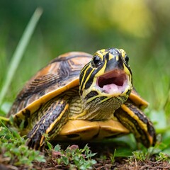 Box turtle with mouth open