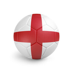 Soccer ball with England team flag, isolated on white background