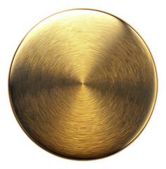 Polished golden metal plate with circular texture on transparent background - stock png. - obrazy, fototapety, plakaty