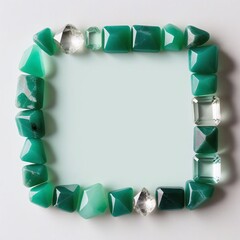 Blank Frame Decorated with Green Mineral Crystal